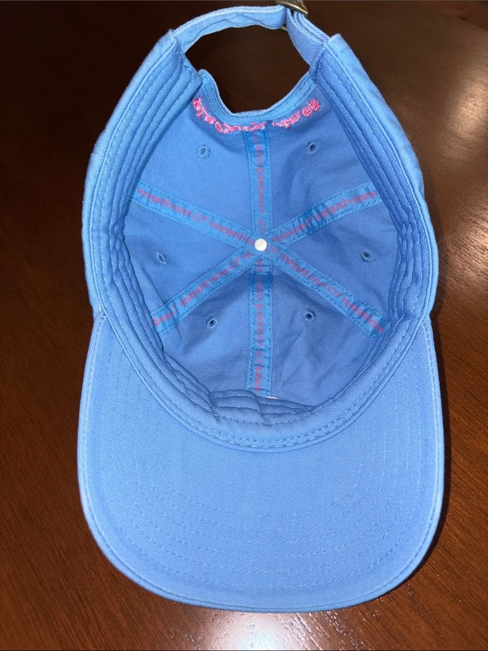 Vineyard Vines Sky Blue Baseball Hat with Pink Whale Patch